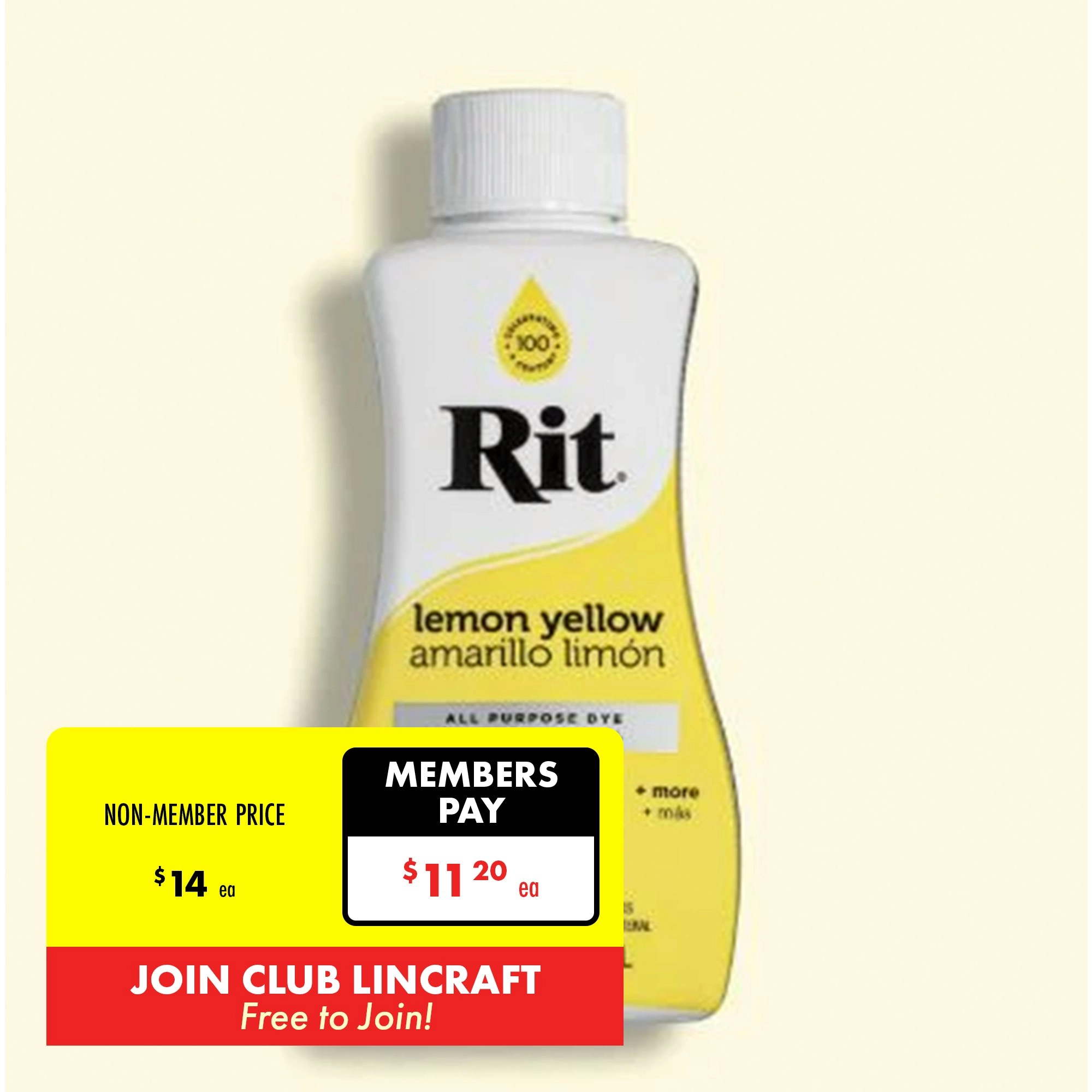 Rit Dye Liquid, Lemon Yellow- 236ml