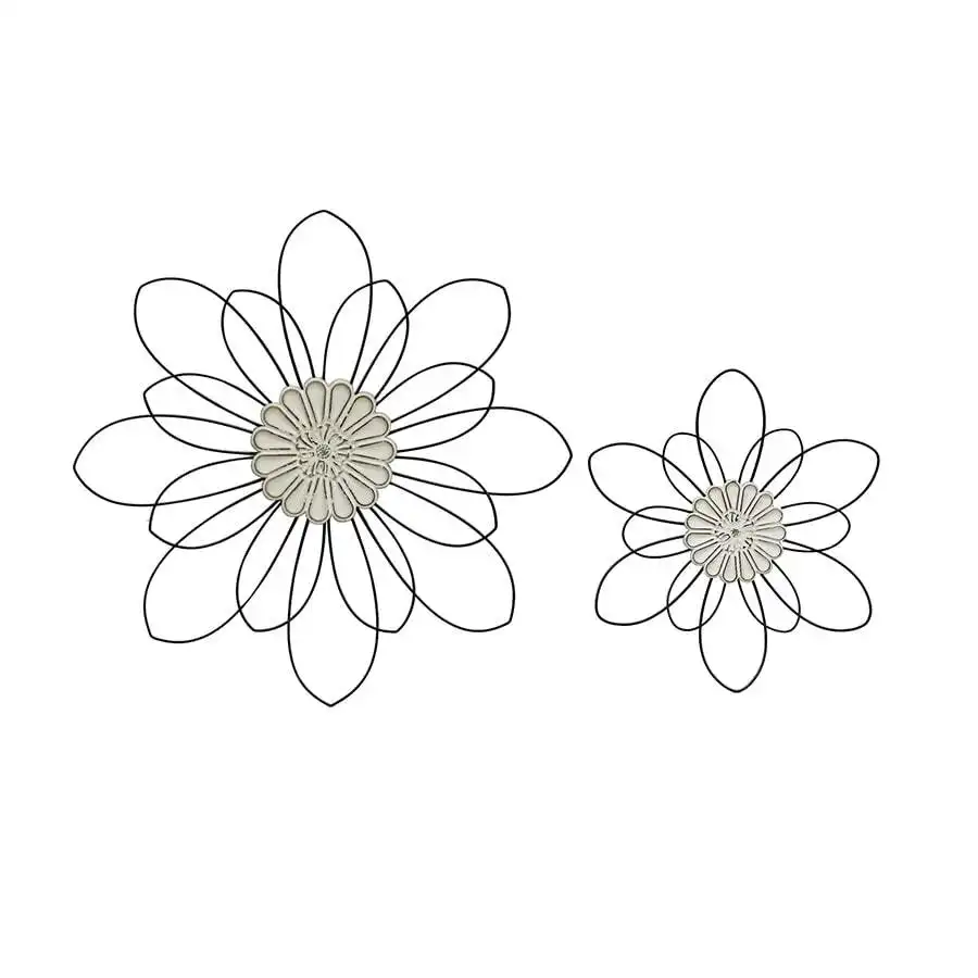 Metal MDF Decorative Flower Wall Art Set/2