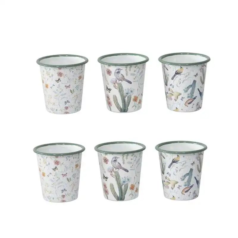 Willow & Silk Spring Set of 6 Birds & Flowers 9cm Planter Pots