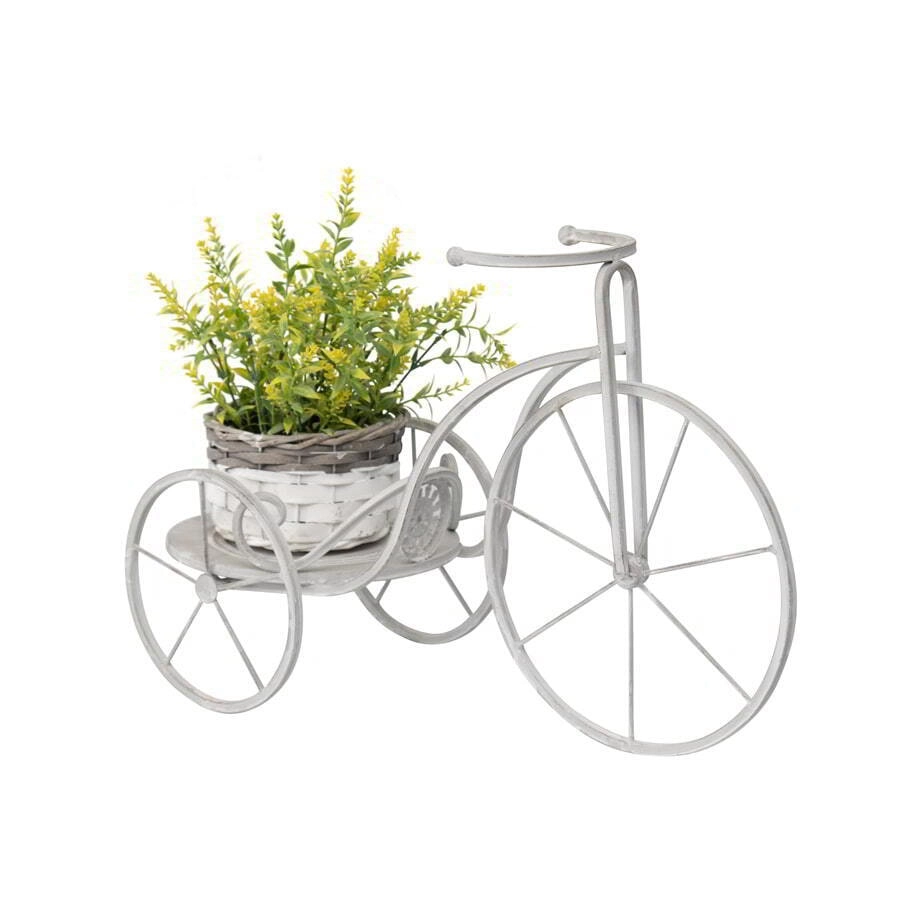 Willow & Silk Metal 53cm White/Grey Tricycle Garden Pot/Planter