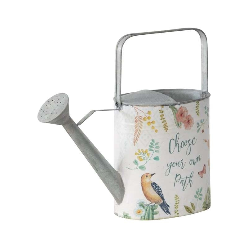 Willow & Silk 32cm Metal 'Birds & Butterflies' Garden Watering Can w/Handle