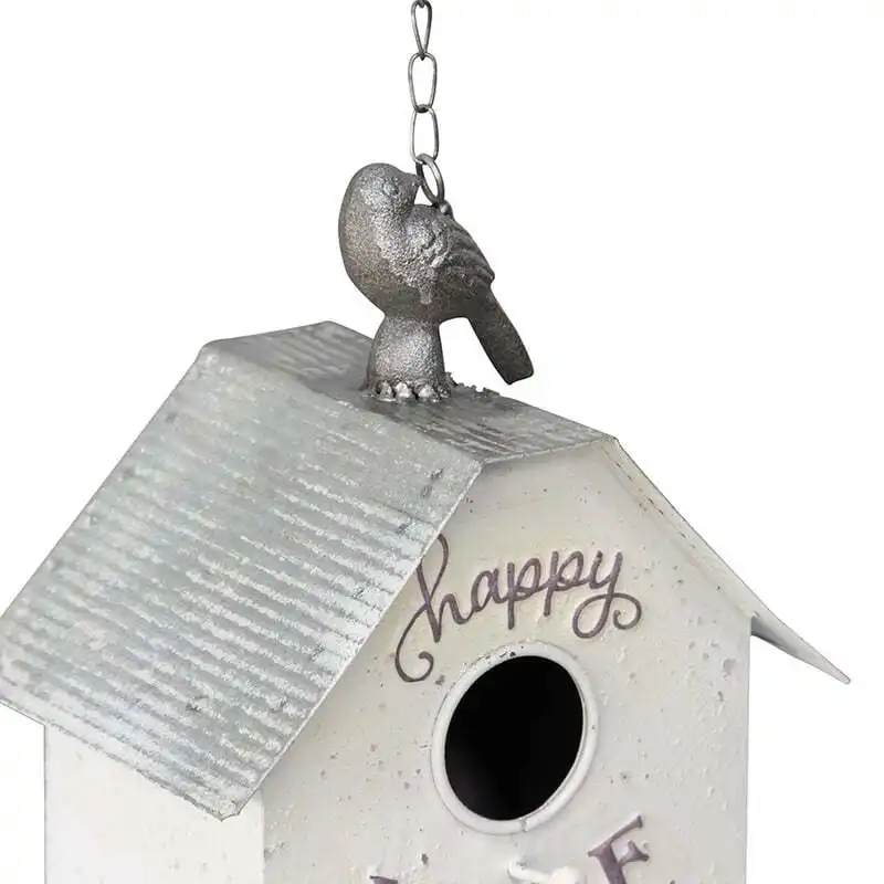 Willow & Silk 67cm Happy Home Hanging Birdhouse White/Grey