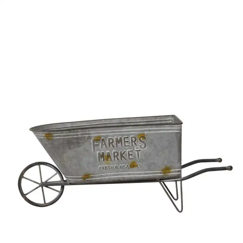 Willow & Silk Metal 49cm 'Farmers Market' Garden Wheelbarrow Pot/Planter