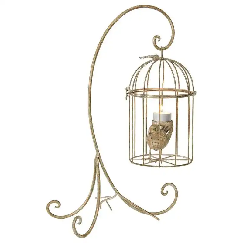 Willow & Silk 42cm Bird in Cage Luxury Candle Holder w/Stand