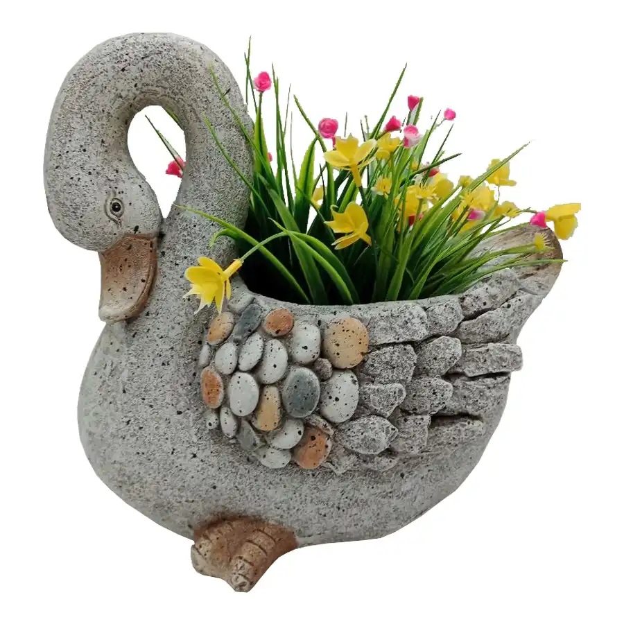 Willow & Silk Magnesium 31cm Stony Swan Garden Pot/Planter