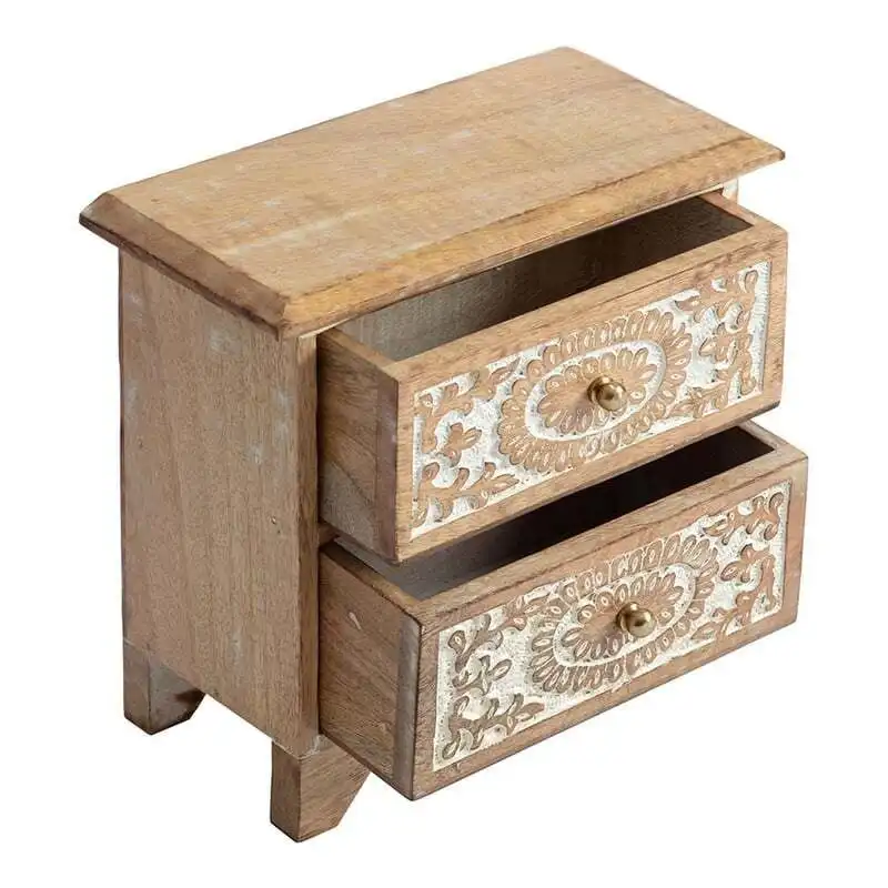 Willow & Silk Handmade 23cm Wooden 2-Drawer Trinket Box/Organiser