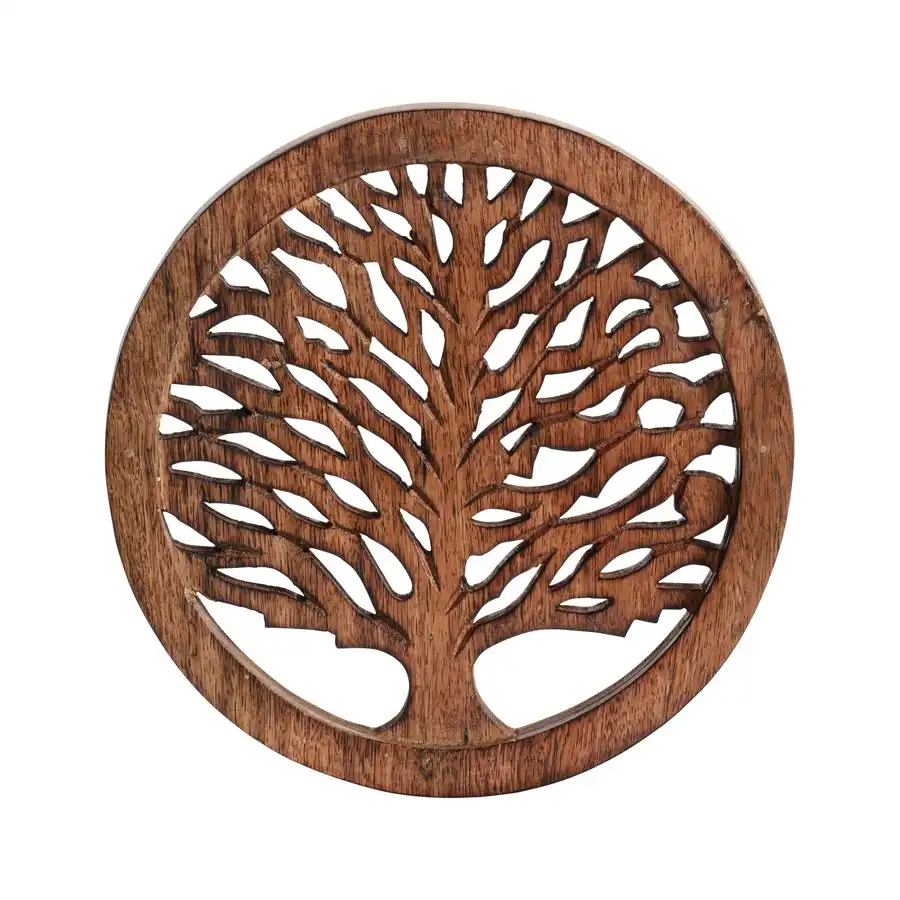 Willow & Silk Handmade Wooden 20cm Tree-of-Life Tea/Coffee Table Trivet