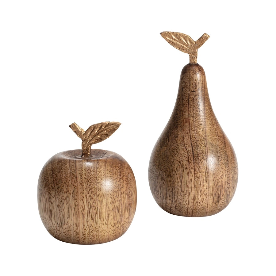 Willow & Silk Handmade 15cm/10cm Set of 2 Asst Apple & Pear Ornament