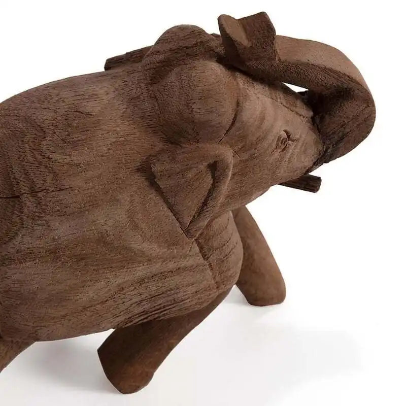 Willow & Silk Boho Tribal Wooden 18cm Brown Elephant/Animal Ornament