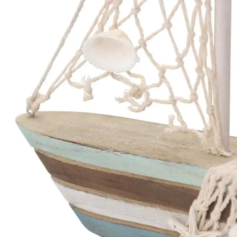 Willow & Silk Wooden 31cm/24cm Set of 2 Sailboat w/Shells Tabletop Ornament