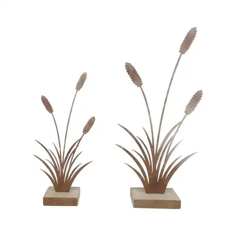 Willow & Silk Rustic Bulrush 30.5cm/23cm Set of 2 Table Ornaments