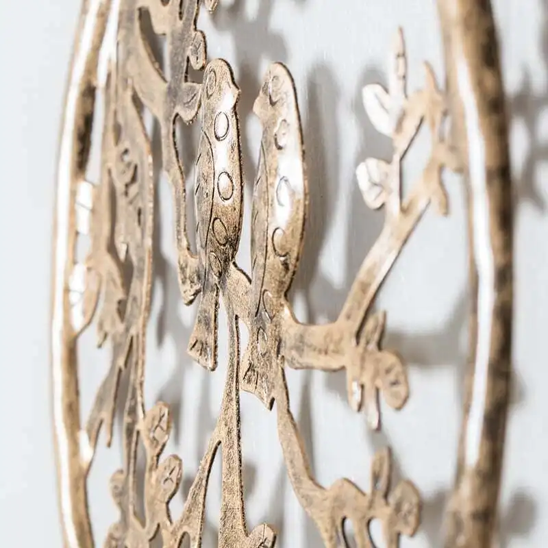Willow & Silk Hanging 46cm Golden Lovebirds On Tree w/ Beads & Bells