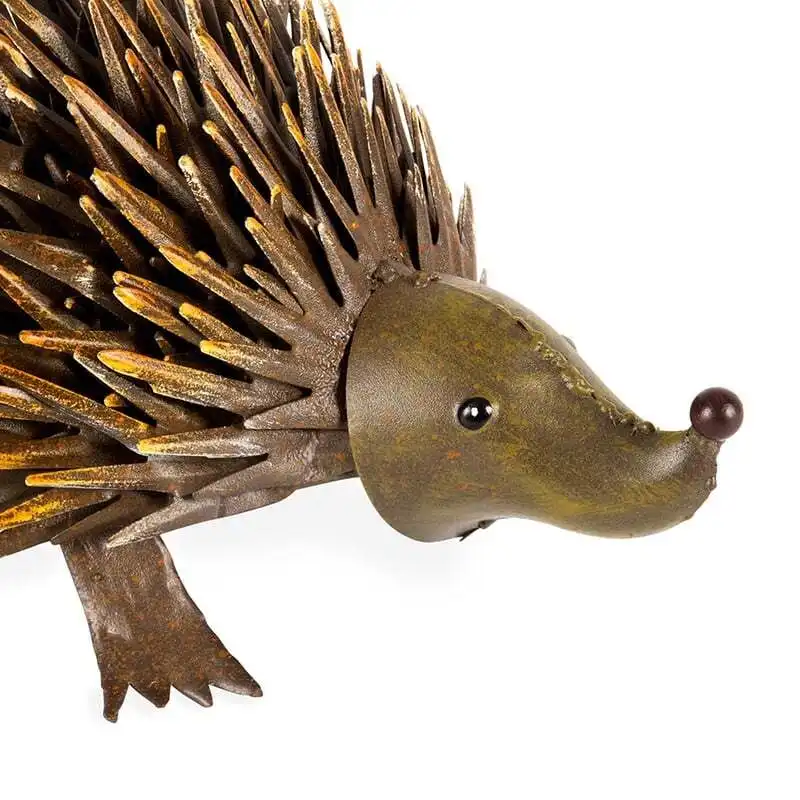 Willow & Silk 34cm Rusty Metal Hedgehog Garden Figurine