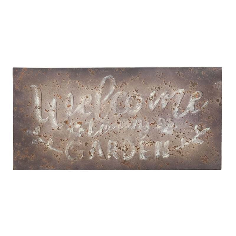 Willow & Silk Rustic 61cm 'Welcome To My Garden' Plaque Sign Wall Art