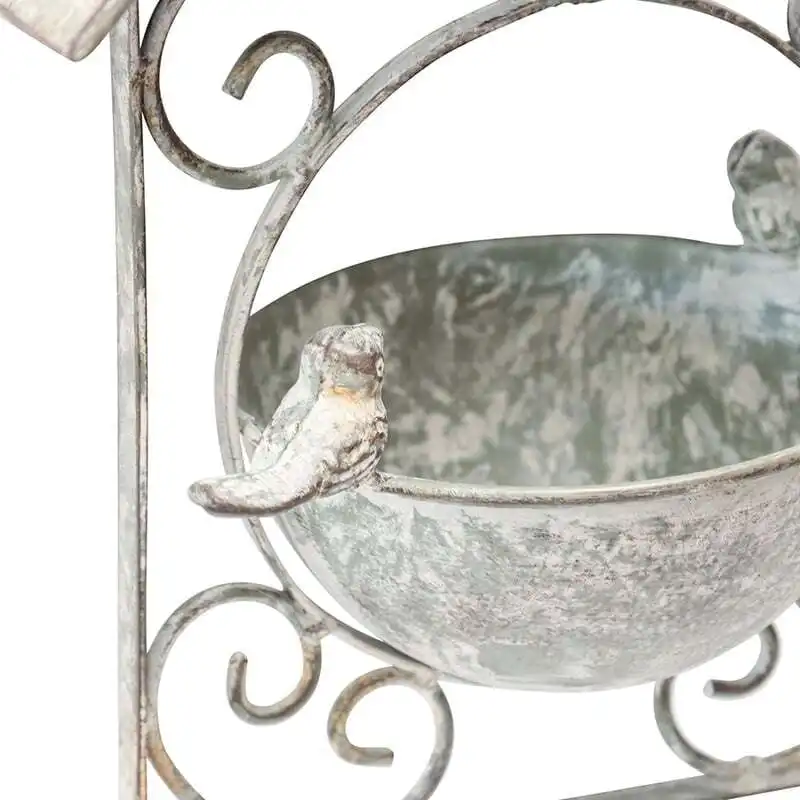 Willow & Silk Hanging Metal 61cm Bowl/Birds Grey Bird Feeder