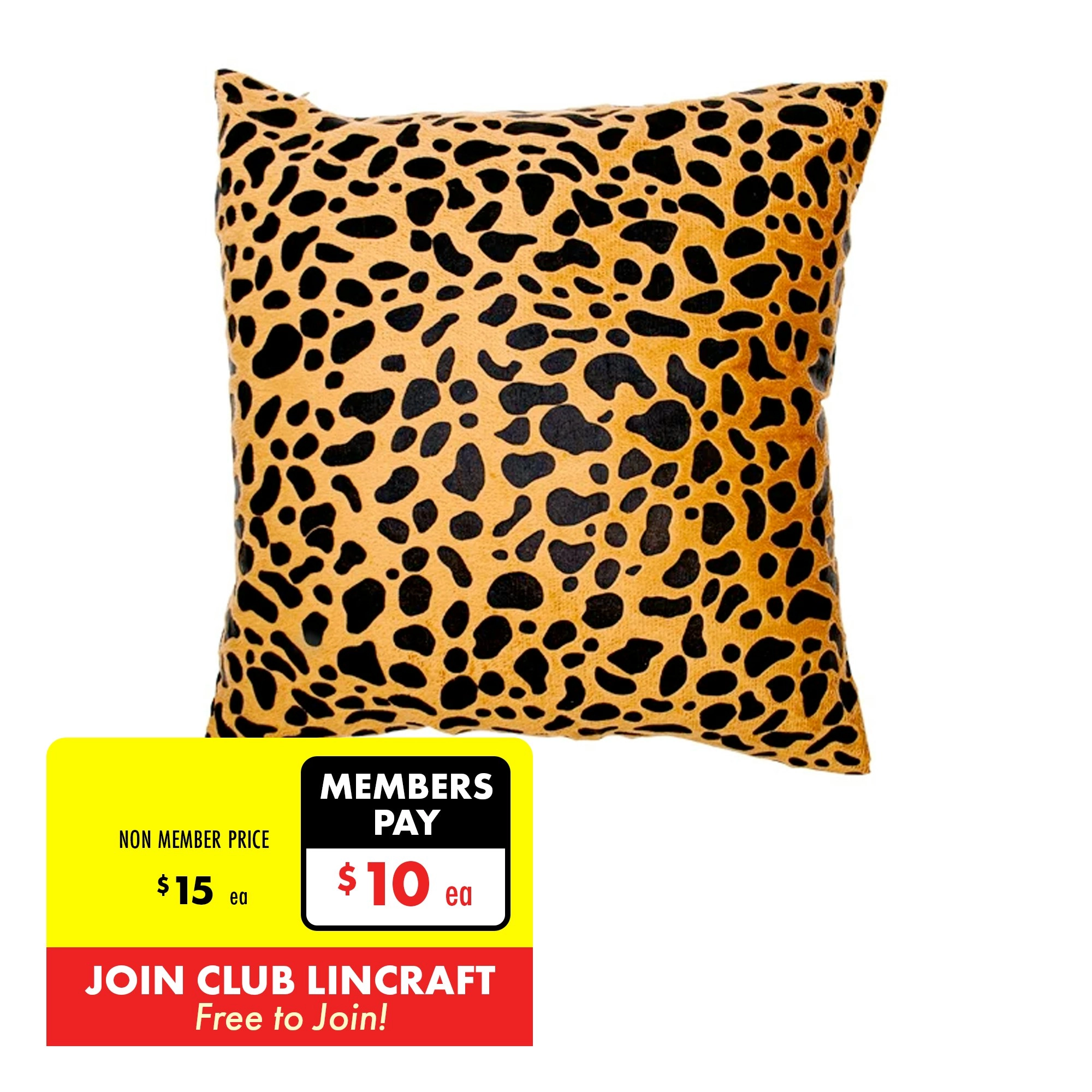 CH Printed Designer Cushion, Leopard- 43x43cm