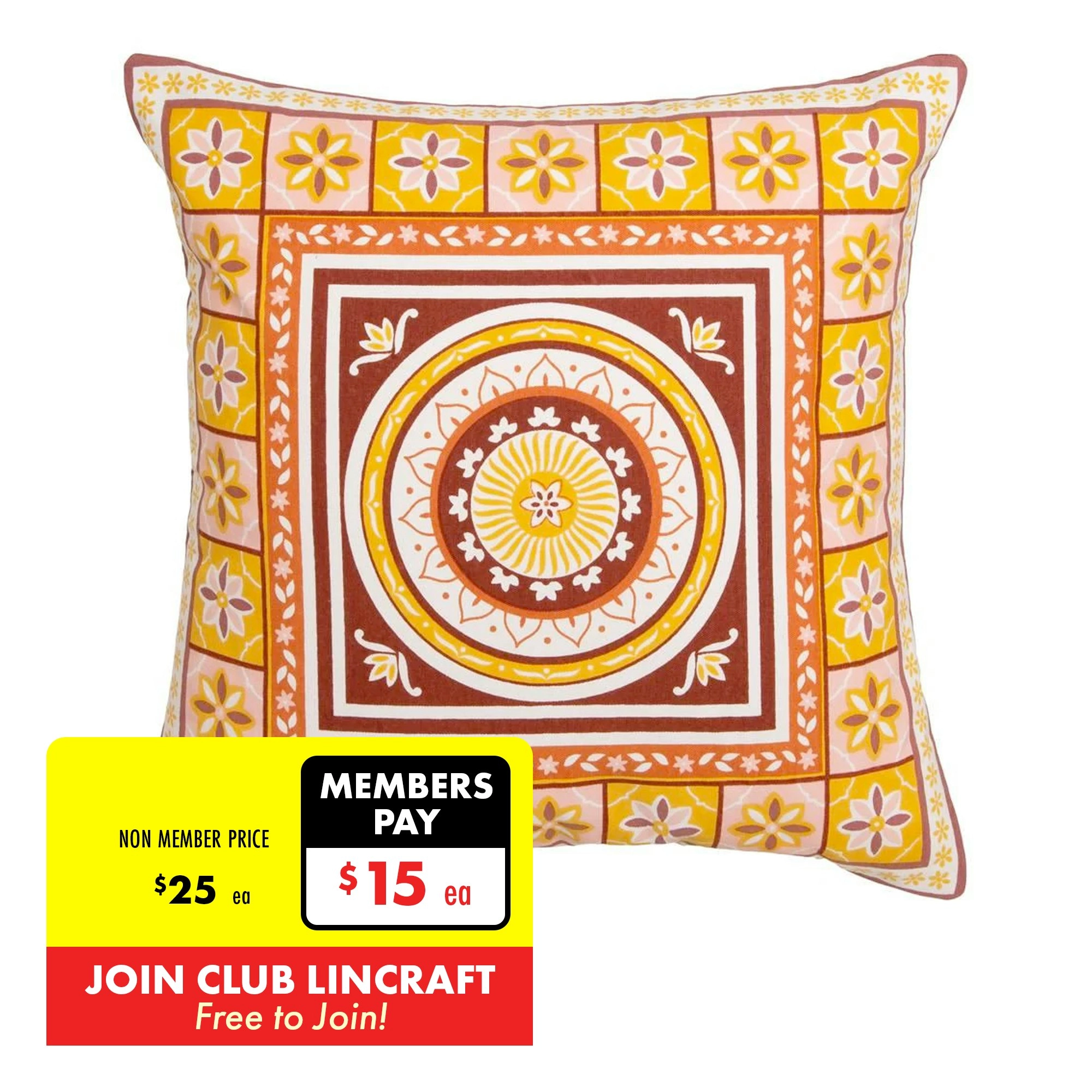 Kasbah Cushion, Pink/Multicolor- 50x50cm