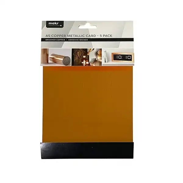 Makr Cardstock A5 Specialty Pack with Adhesive, Copper- 5pk