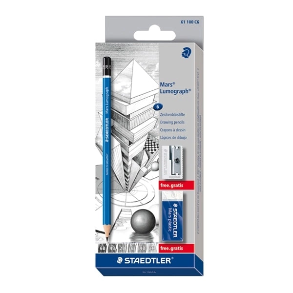 Staedtler Mars Lumograph Sketching Set 6pk- Assorted Degrees