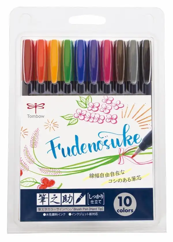 Tombow Fudenosuke Assorted Colours Set- 10pk