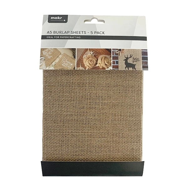 Makr Cardstock A5 Specialty Pack, Burlap Sheets- 5pk