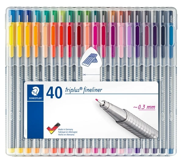 Staedtler Triplus Fineliner Pen, Assorted-40pc