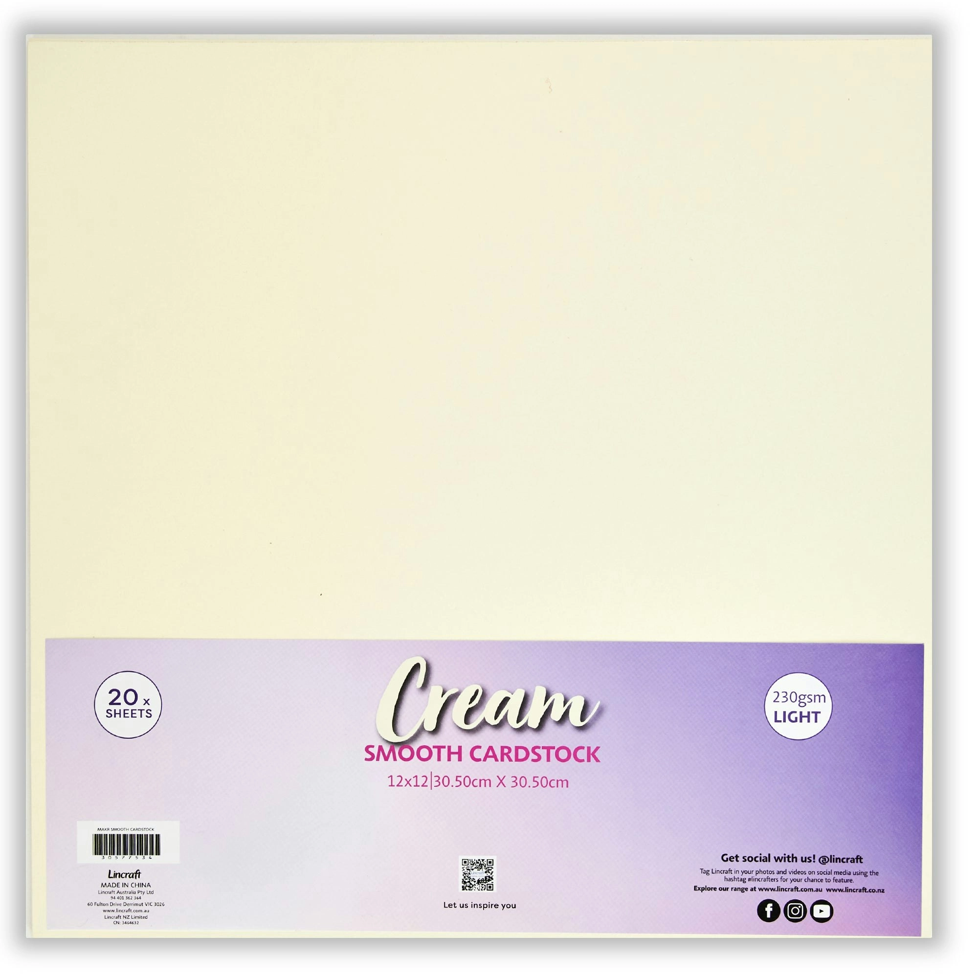 Makr Smooth Lightweight Cardstock, Cream- 12x12in