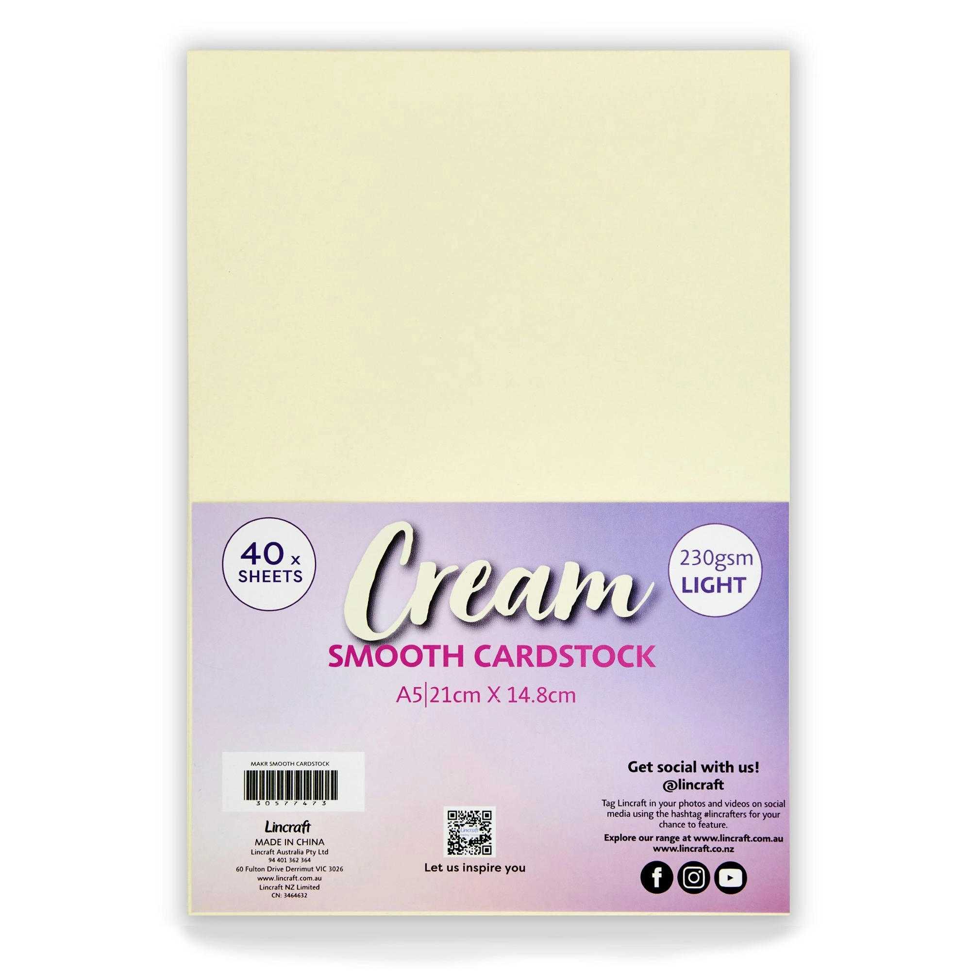 Makr Smooth Lightweight Cardstock, Cream- A5