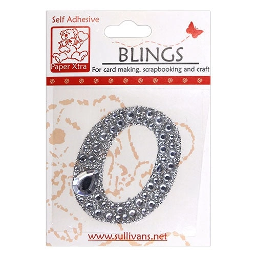 Stick On Bling Number, Cursive 0- 55mm