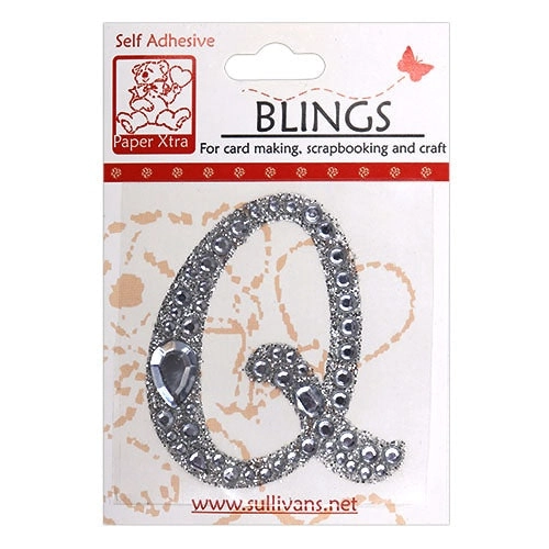 Stick On Bling Letter, Cursive Q- 55mm