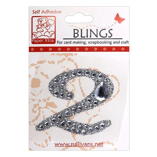 Stick On Bling Number, Cursive 2- 55mm