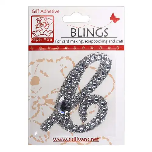 Stick On Bling Letter, Cursive C- 55mm