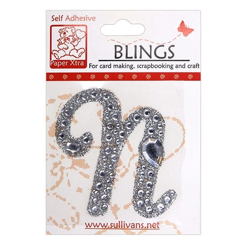 Stick On Bling Letter, Cursive N- 55mm