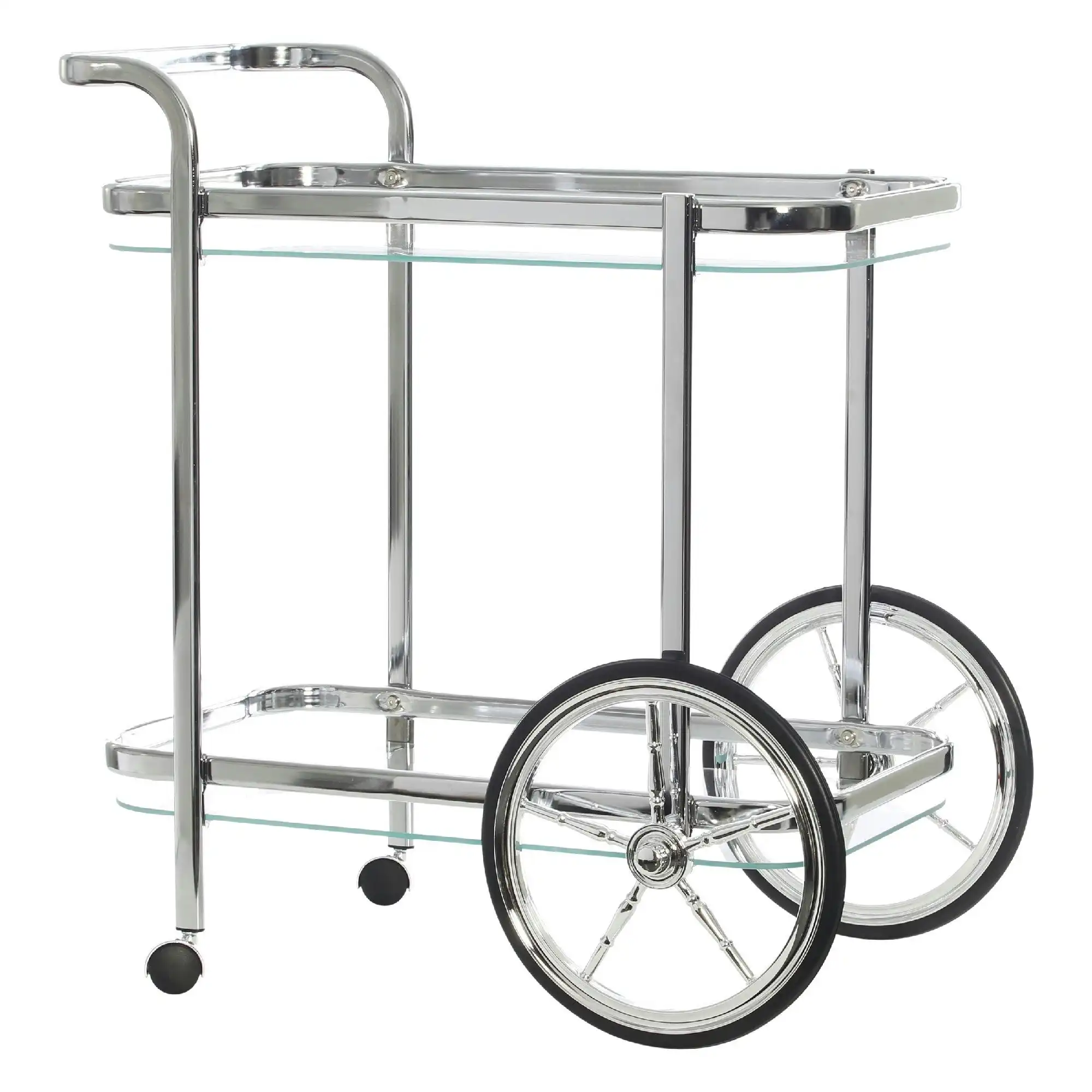 Swing Smith Bar Cart Trolley Rect- Chrome /Clear Glass