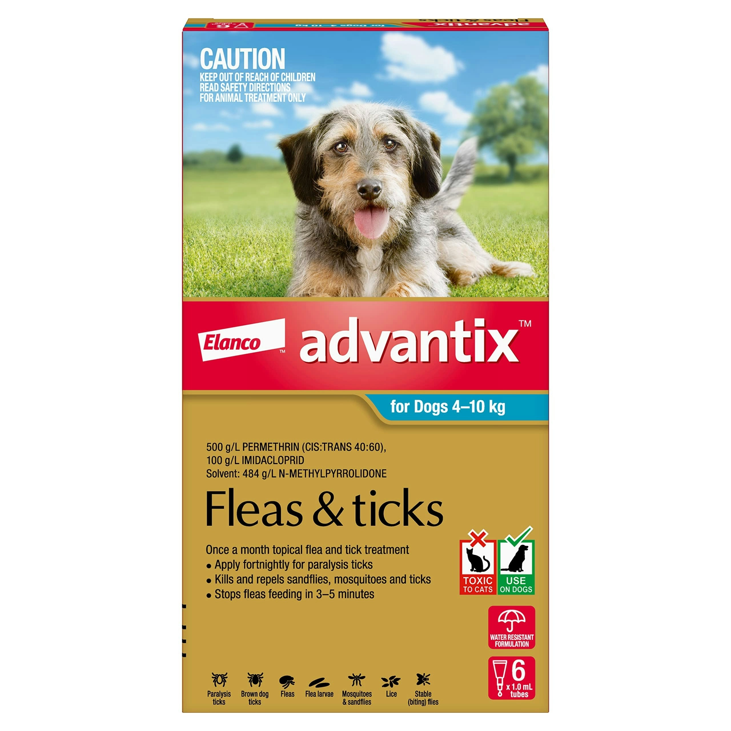 Advantix For Dogs Medium 4-10kg (Teal) 6 Pack