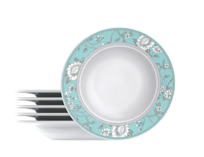 Tramontina Helen 6-Piece Set of Decorated Porcelain Soup Plates, 23 cm