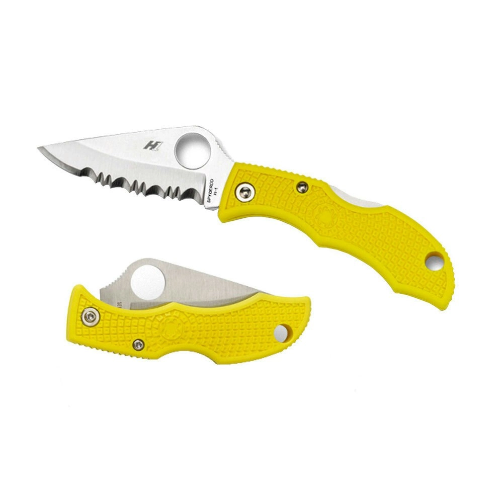 Spyderco Ladybug 3 Salt Yellow H1 - Serrated Blade Folding Knife | YSLYLS3