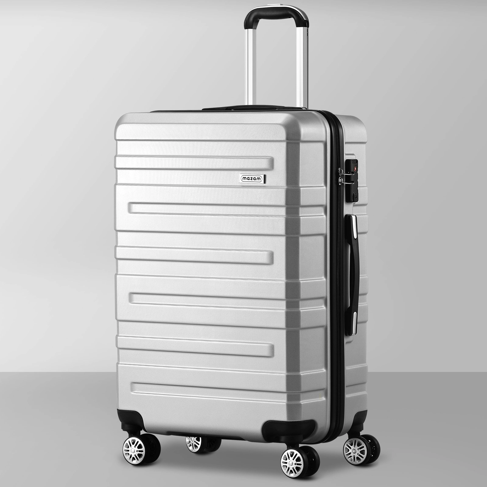 Mazam 28" Luggage Suitcase Trolley Set Travel TSA Lock Storage Hard Case Silver