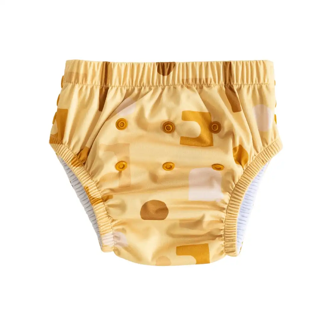 Bare and Boho Reusable Swim Nappy Toddler 5-14kg Apricot Shapes 1 Pack