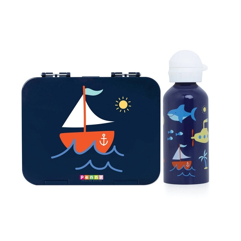 Penny Scallan Large Bento Box & Drink Bottle - Anchors Away