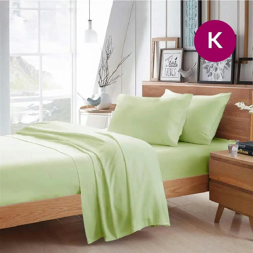 King Size Pistachio Color Poly Cotton Fitted Sheet Flat Sheet Pillowcase Sheet Set