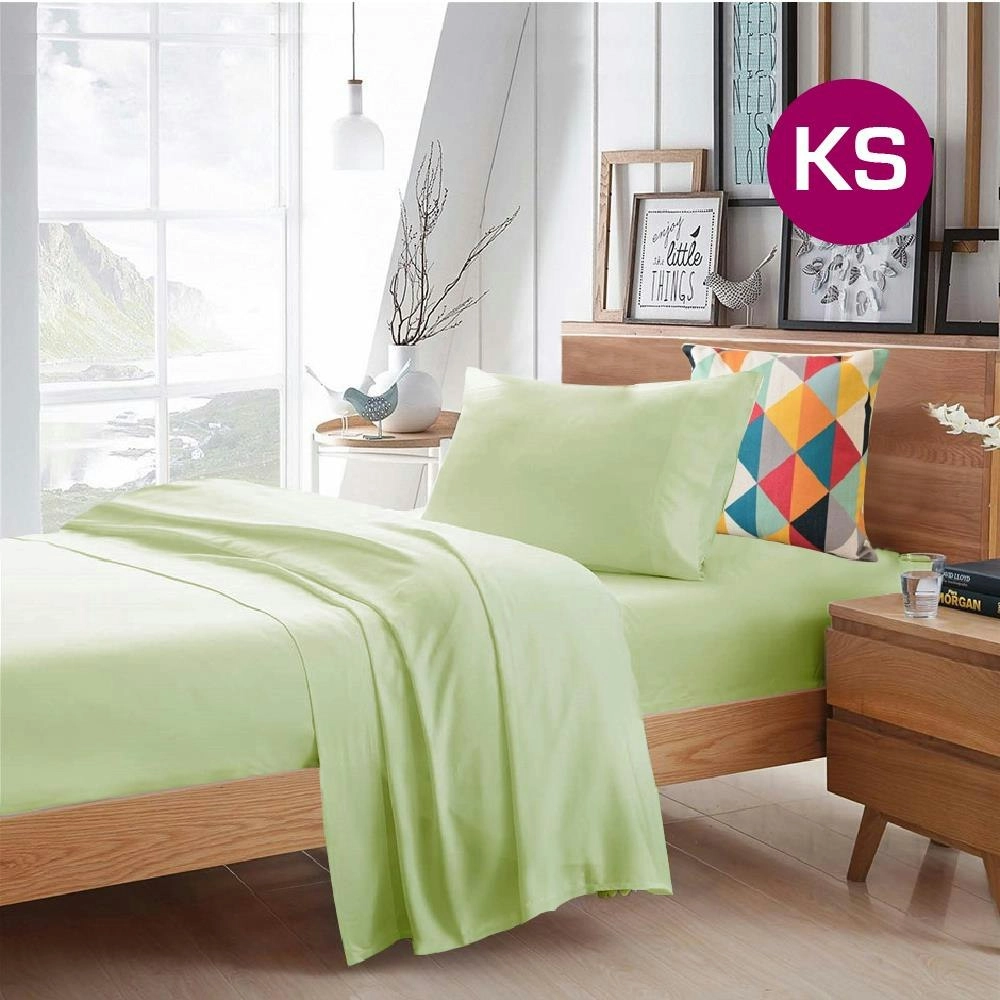 King Single Size Pistachio Color Poly Cotton Fitted Sheet Flat Sheet Pillowcase Sheet Set