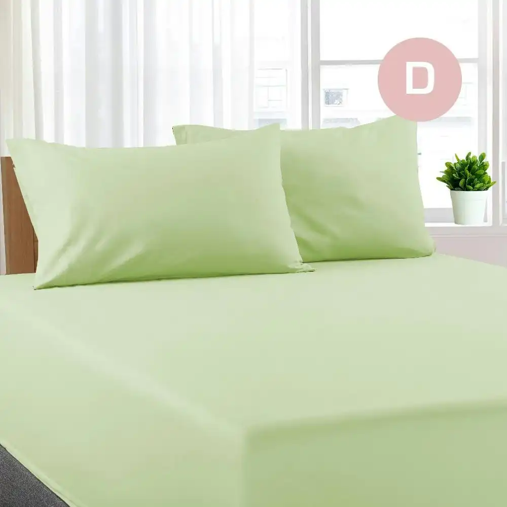 Double Size Pistachio Color Poly Cotton Fitted Sheet + Pillowcase