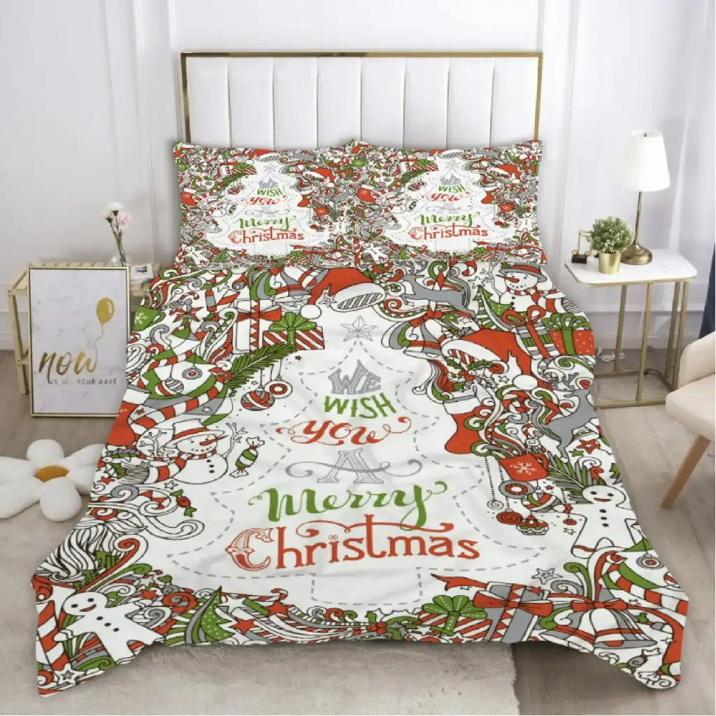 MERRY XMAS CHRISTMAS XMAS Design Quilt Duvet Doona Cover Set