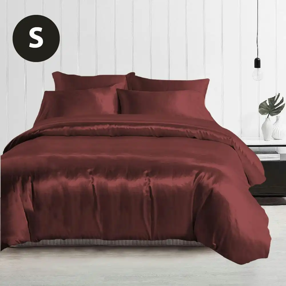 Silky Feel Quilt Cover Set-Burgundy