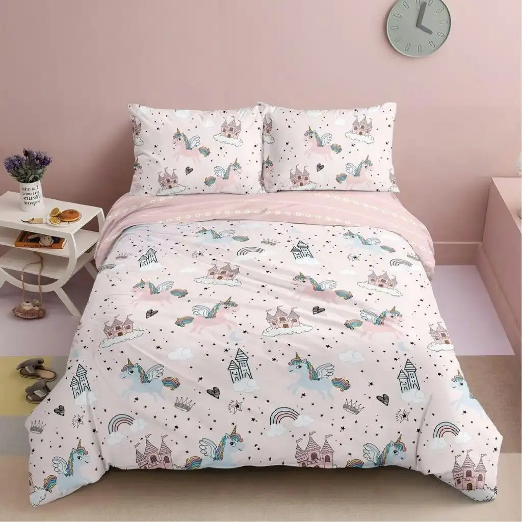 Unicorn World Design Cotton Quilt Cover Set