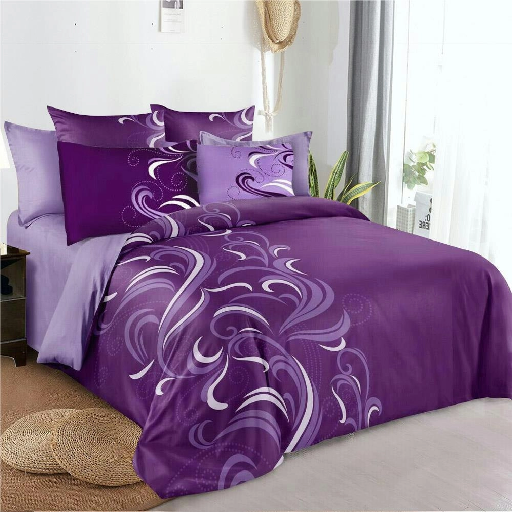 Plum Floral Quilt Doona Duvet Cover Set