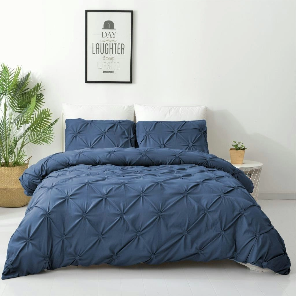 Diamond Embroidery Pintuck Quilt/Duvet Cover Set-Ocean