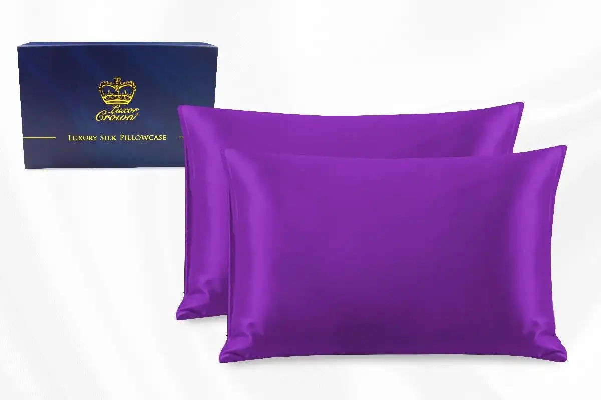 Two Pieces 100% Pure Two-Side Mulberry Silk Pillowcase Purple