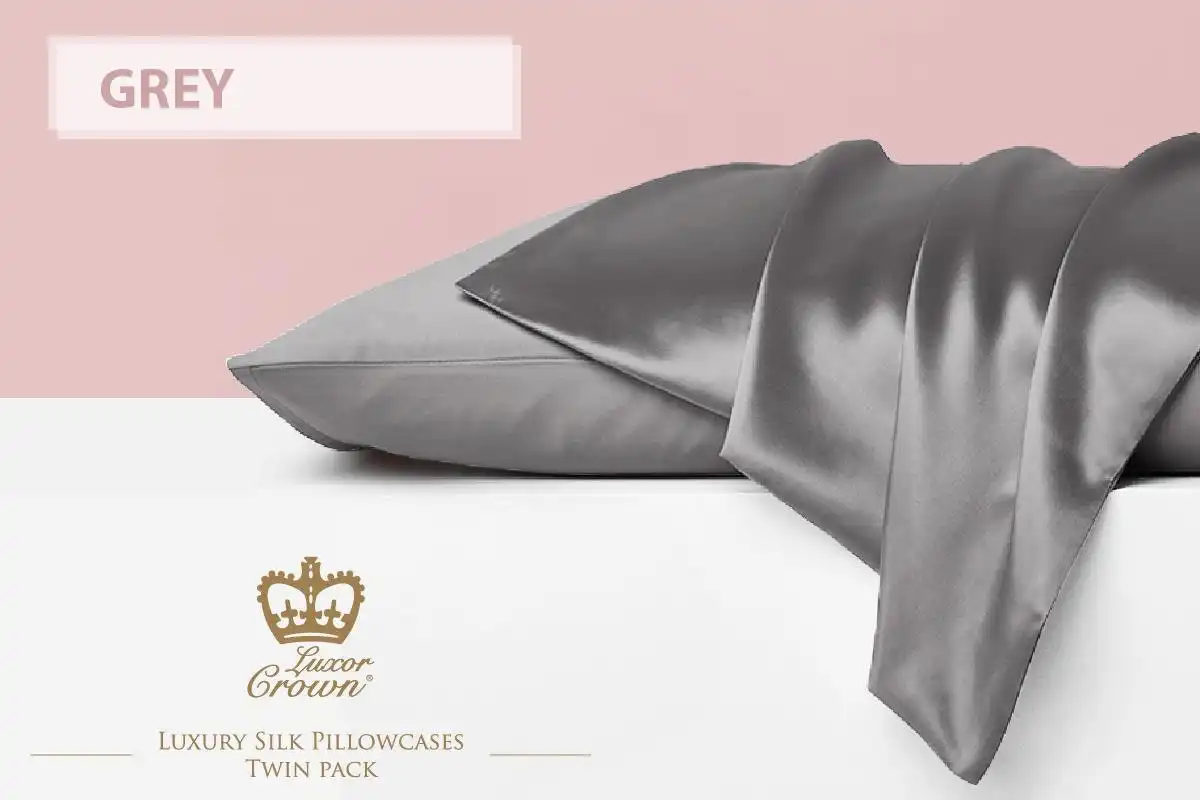 Two Mulberry Silk Pillowcases GREY